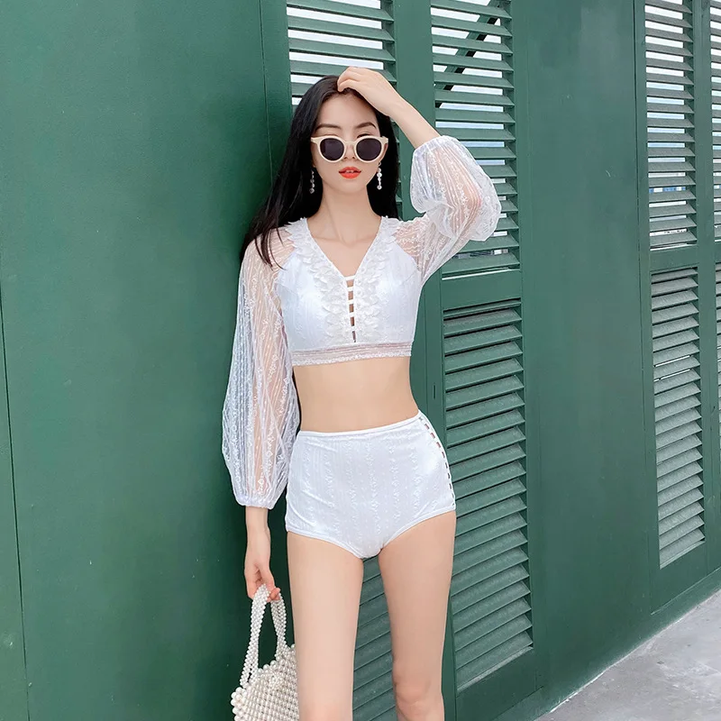 

Купальник Спортивный с разрезом, женские шорты для купания, большие размеры, бикини, 2 предмета для 2021, Женский костюм с пуш-ап, однотонный Но...