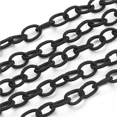 Black 20 пряди 10x8x2 мм ручной работы Овальный нейлона Резиновая лента тесьма с переплетенными веревками цепи петли Ювелирная фурнитура для браслетов аксессуаров - Цвет: Black