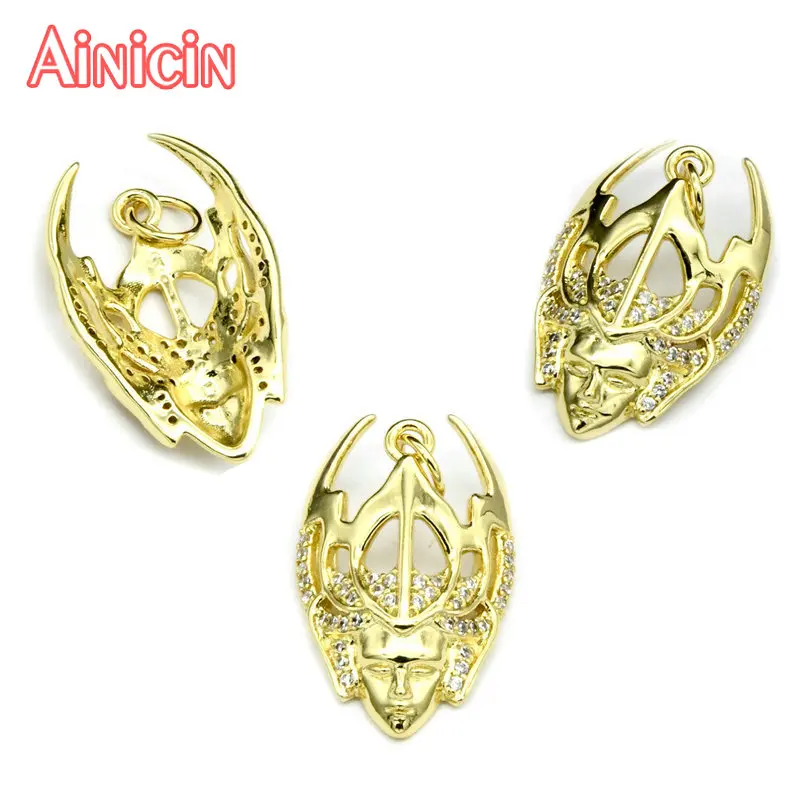 

Высокое качество золото палтинг Циркон Камень Установка маска королева подвески для женщин ювелирных изделий делая Результаты 10 шт./лот