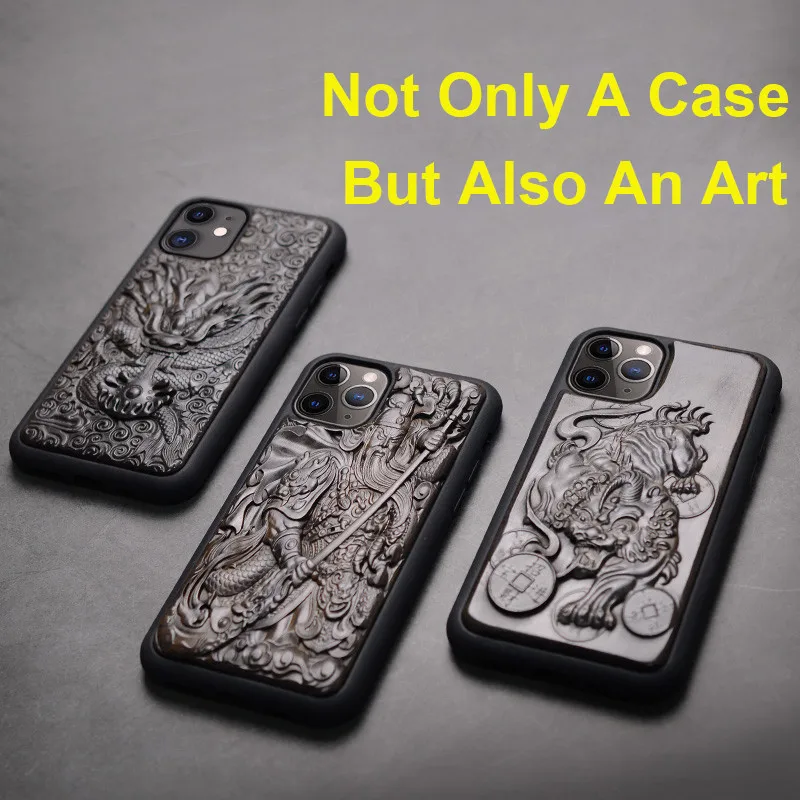 3D резной деревянный ящик для iPhone 11 чехол Роскошный Ebony 11 Pro задняя крышка Силиконовый ТПУ чехол для iPhone 11 Pro Max чехол 11 Pro Funda