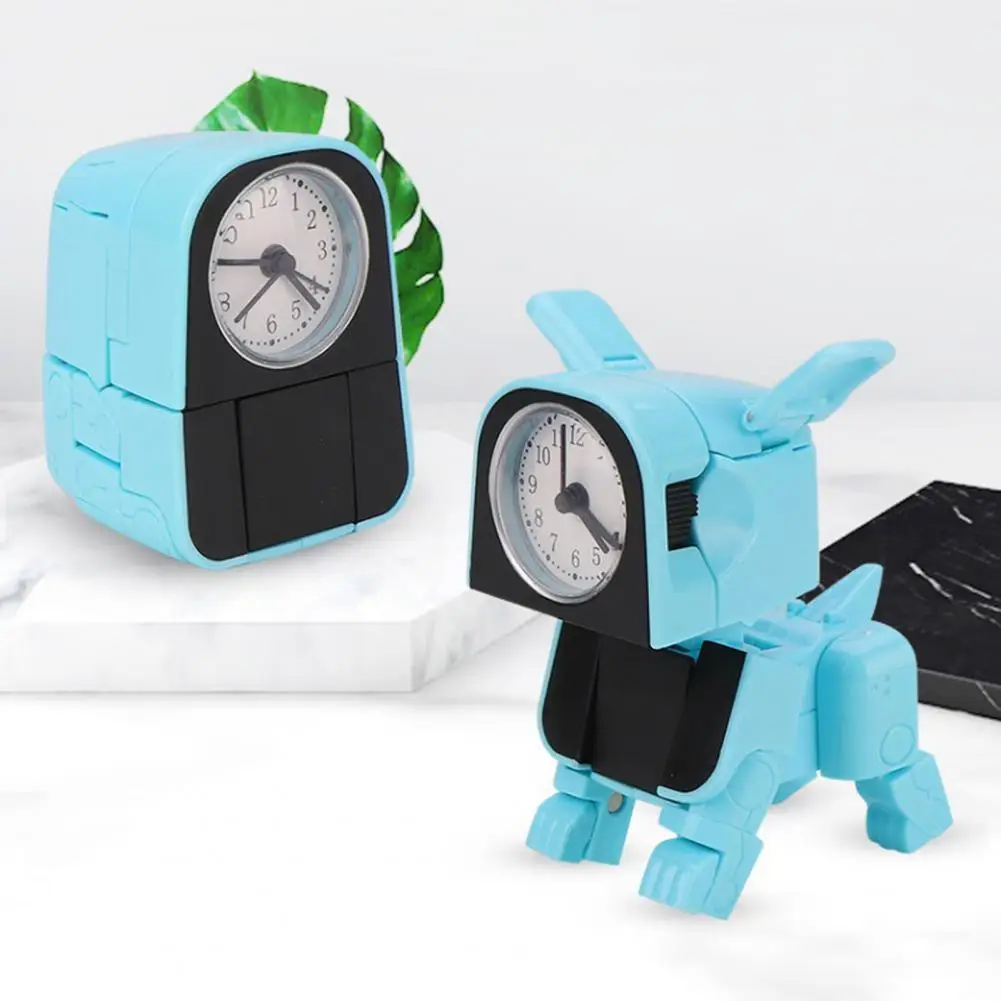 Table Clock Funny Creative Deformable Reversible Abs Cartoon Robot Dog Desk Clock For Home Table Decoration
