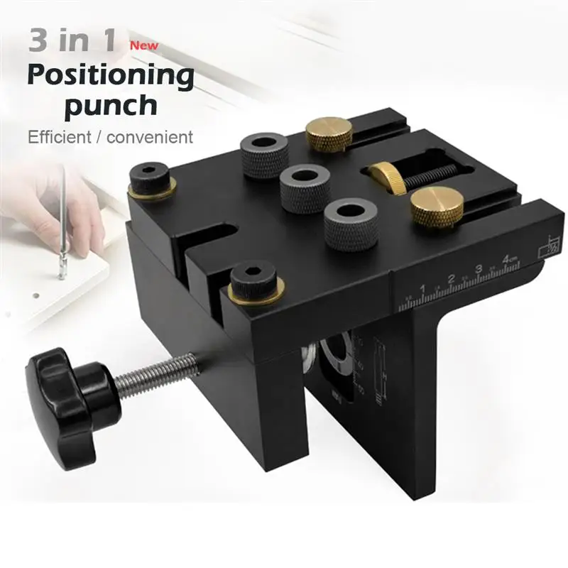 

Locator Jig 3 In 1 Woodworking Doweling Jig Kit With Positioning Clip Adjustable Drilling Guide Puncher Locator Carpentry Tools