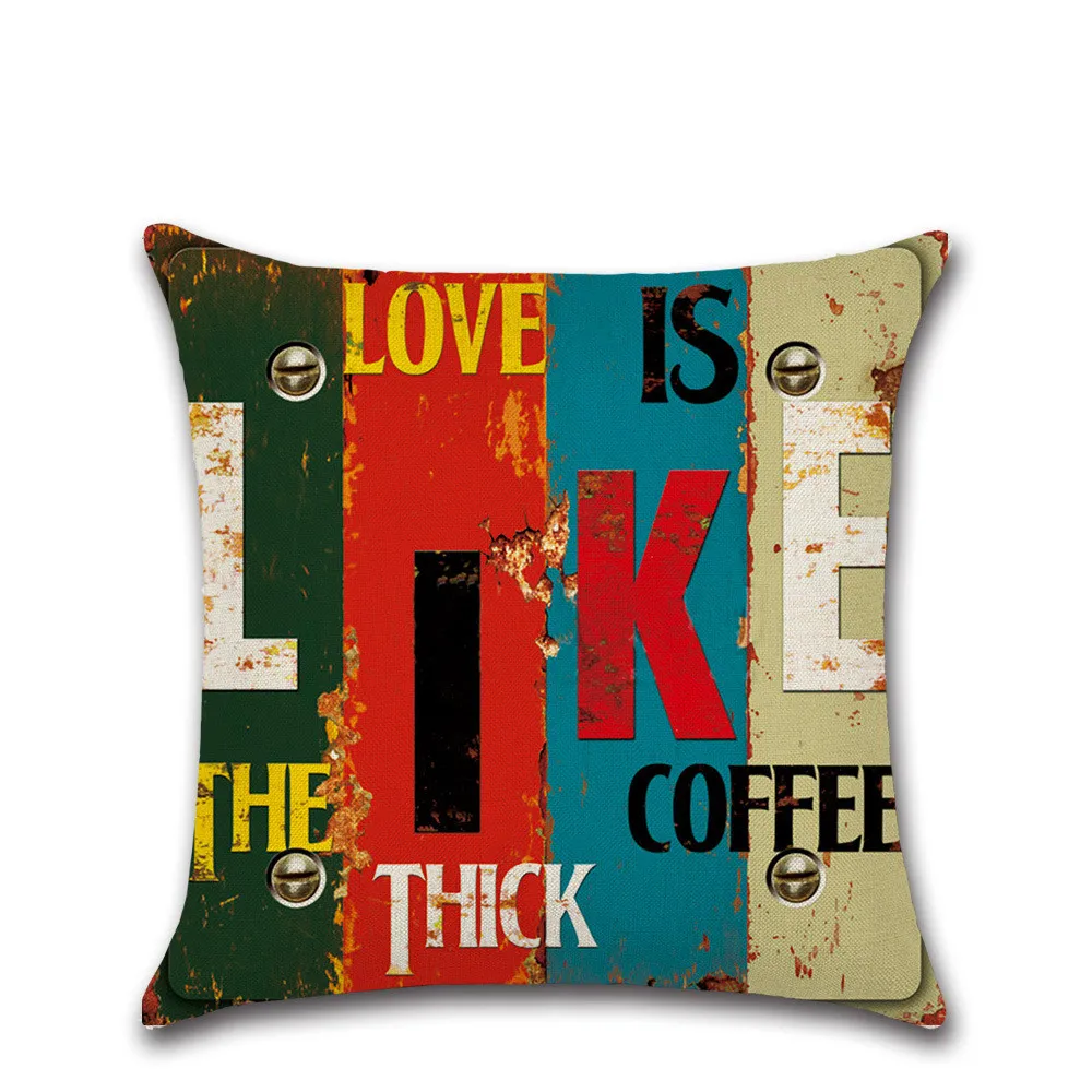 Наволочка для подушки в винтажном стиле с буквенным украшением 45x45 см|Наволочки| |