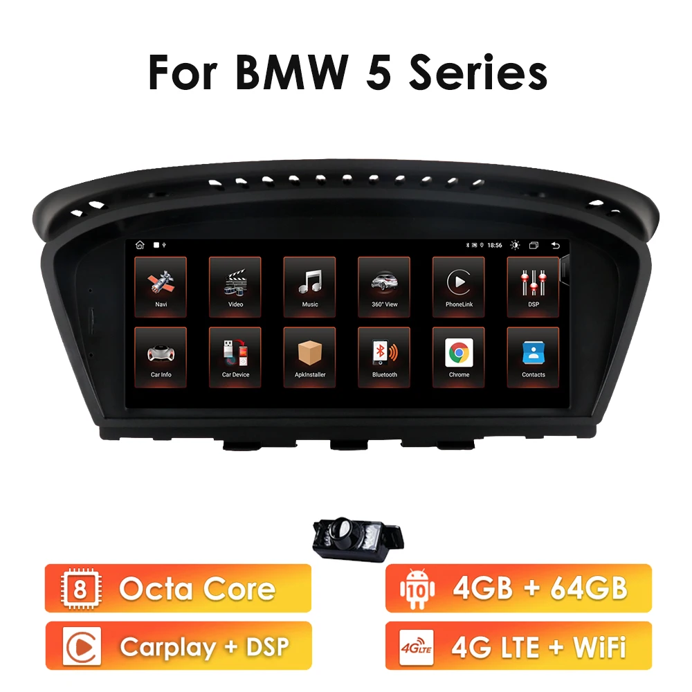 

For BMW 5 Series F10 F11 IPS 520i 525i 528i 2011 2012 CIC Android 10 Car GPS Multimedia Radio Navigation Stereo auto SWC 4G 64G