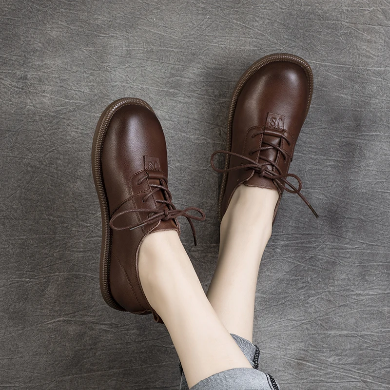 

Women Flats Leather Loafers Casual Low Heels Shoes For Women Handmade Genuine Leather Soft Lazy Shoes Ladies Autumn 2021Black