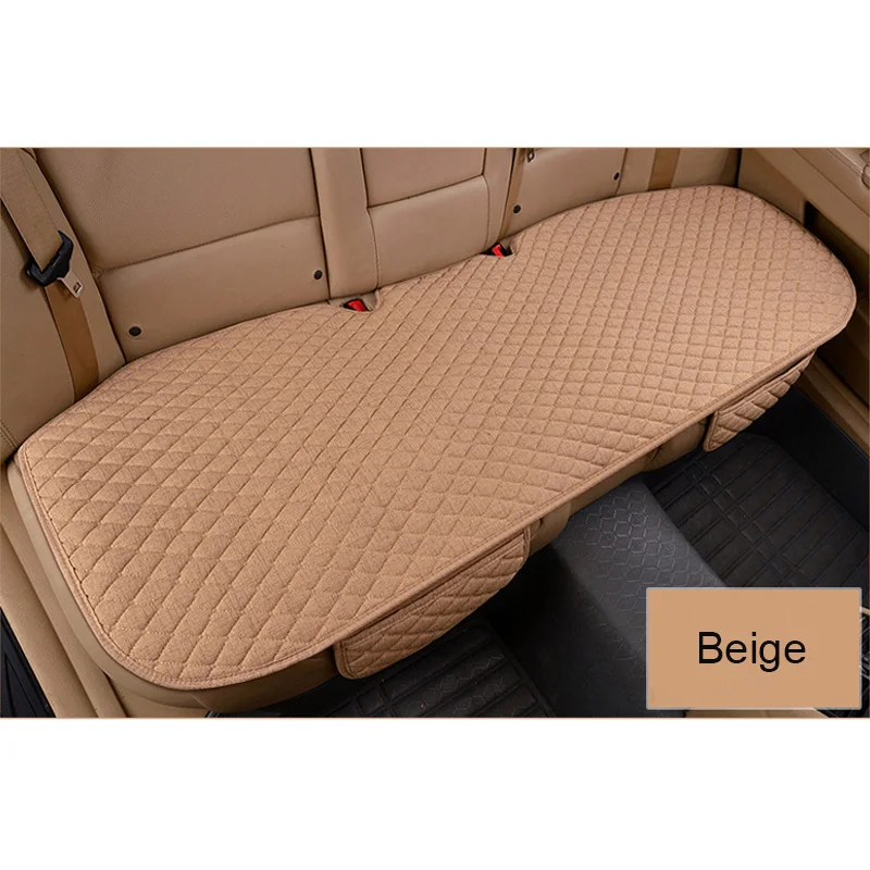 beige rear 1 piece Льняная ткань чехол для сиденья автомобиля четыре сезона Передняя Задняя льняная подушка дышащий протектор коврик авто аксессуары универсальный размер - Название цвета: beige rear 1 piece