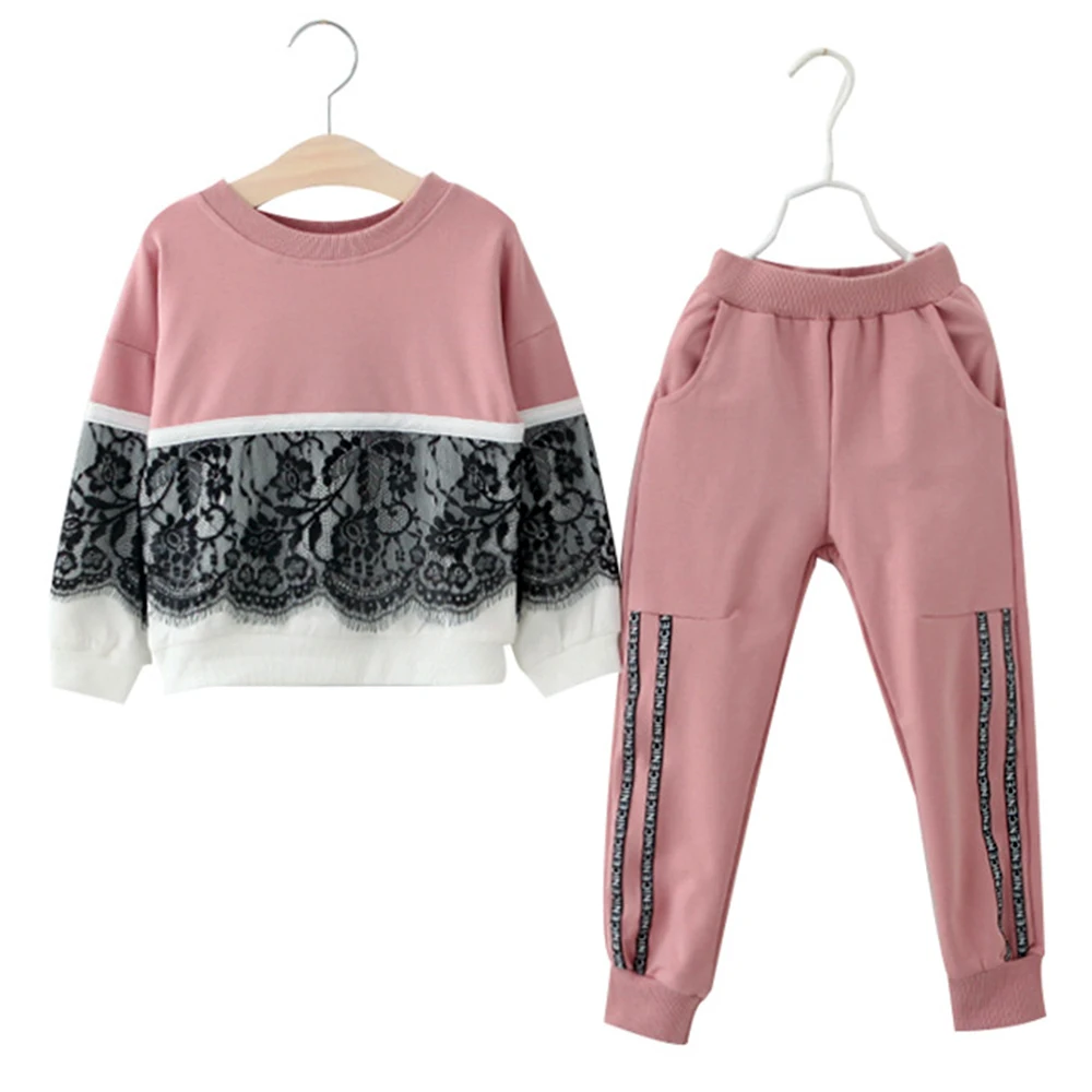 LY377pink HE Hello Enjoy/комплекты одежды для девочек детский осенний шерстяной свитер с длинными рукавами и вышитыми розами и пайетками детский спортивный костюм - Цвет: LY377pink
