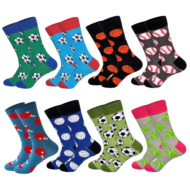 Красочные мужские носки для баскетбола футбола тенниса спортивных мячей с