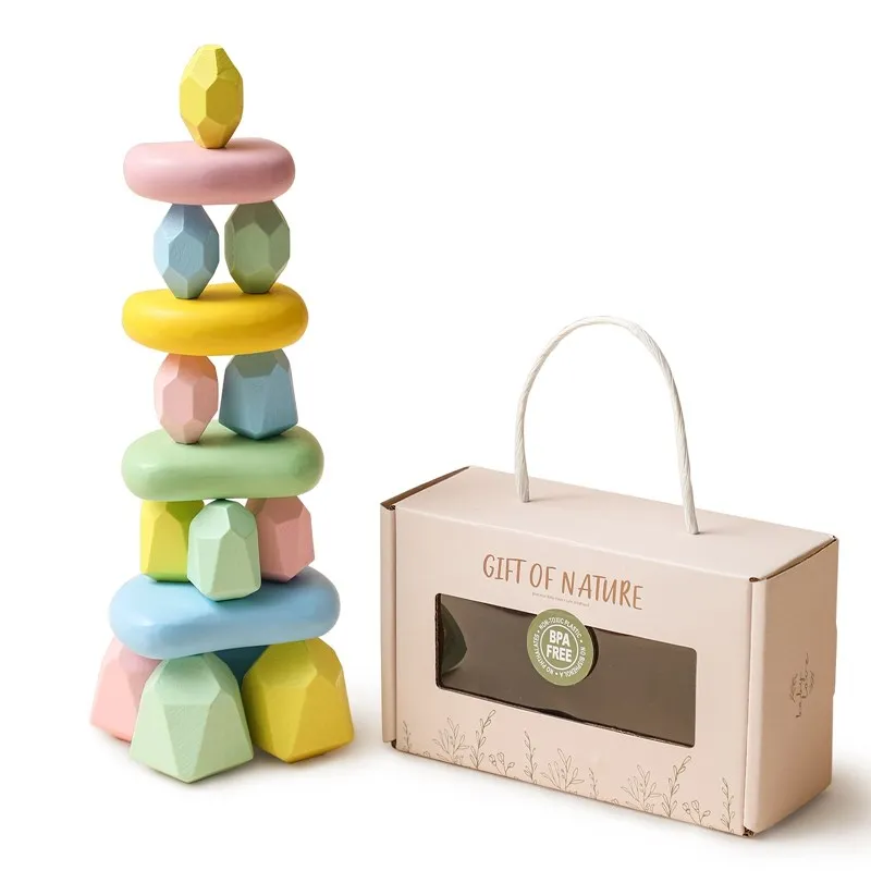 

1Set Children's Wooden Toy Jenga Building Block Rainbow Stacking Stones Balanced Construction Game Montessori Building Toys Gift