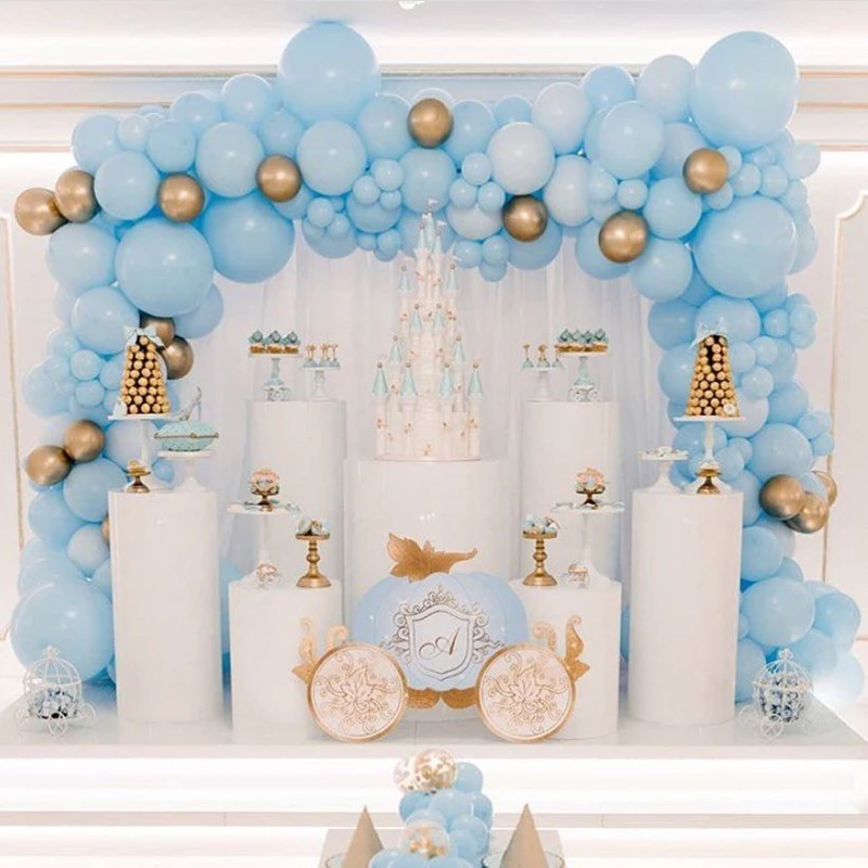 

106pcs Pastel Blue Gold Chrome Helium Balloon Garland Arch Kits Baby Shower Wedding Decoration Kids Birthday Party Decor Supplie