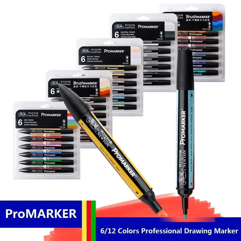 WINSOR & NEWTON Профессиональный Маркер для белой доски 6/12 Цветов двойная сторона)