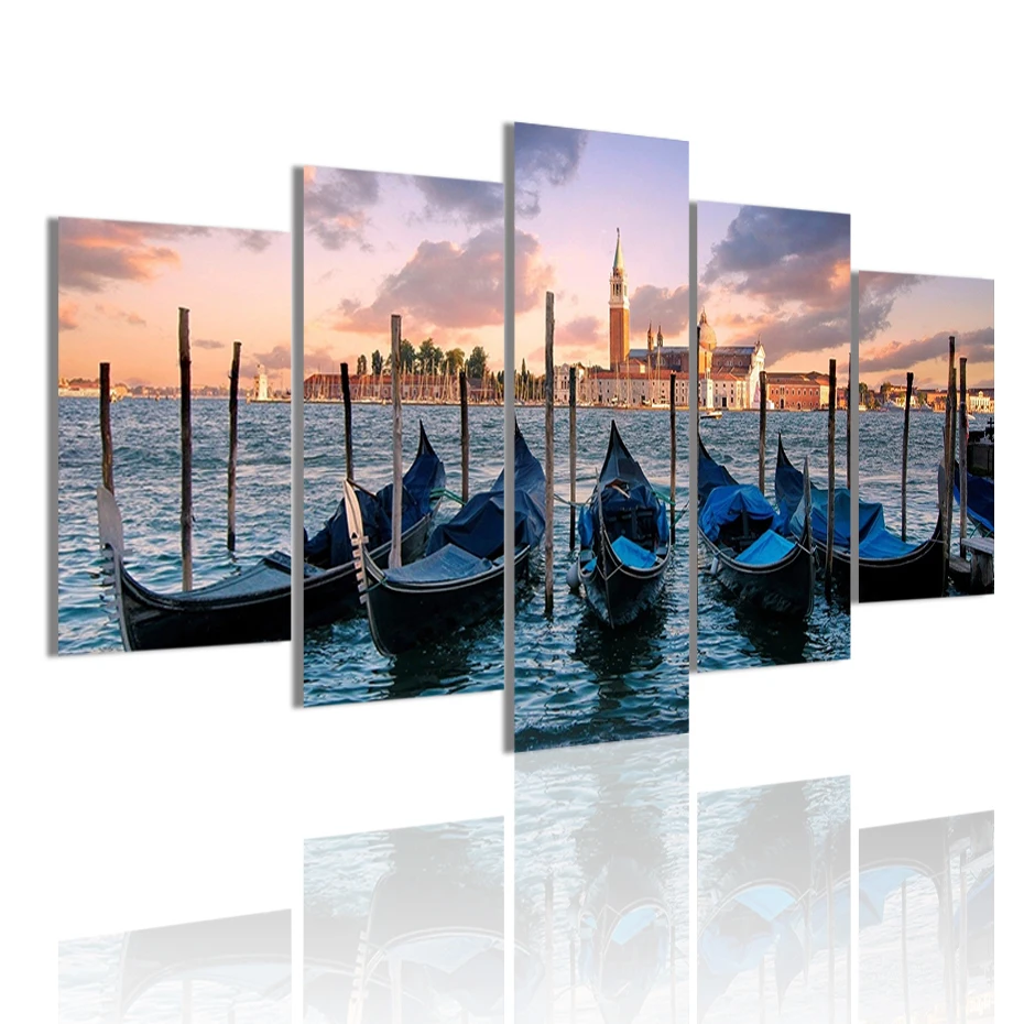 

The City of Venice Travel 5 Panels Canvas Painting Poster Wall Art Print Picture Living Room Interior Home Decoration Frame