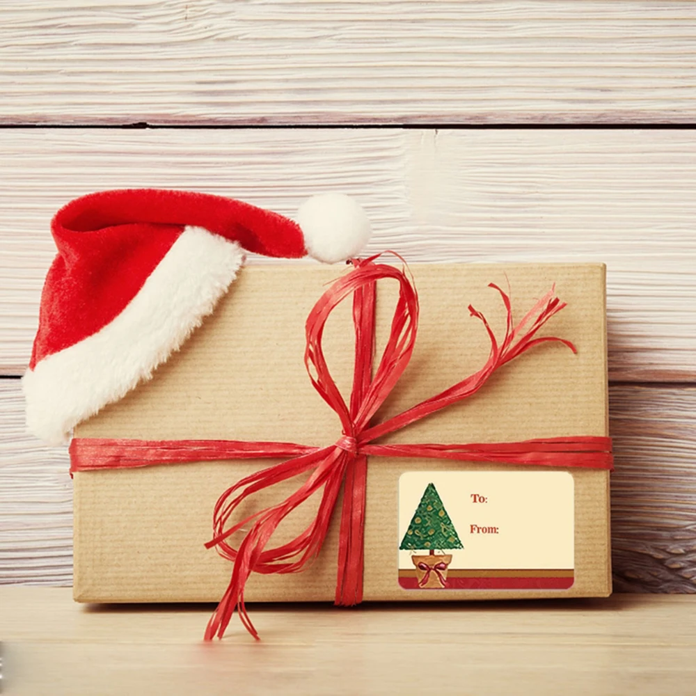 

250pcs 6 Designs Adhesive Christmas Gift Name Tags Present Seal Labels Christmas Decals Gift Package Xmas Stickers 1 Roll