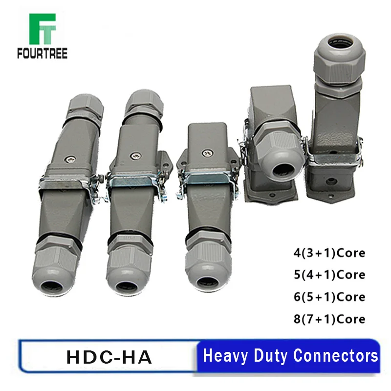 

Heavy Duty Connector HDC HA 4/5/6/8 Pin Over Load Connection 10A 16A Rectangle Waterproof Multiple Function Aviation Plug Socket