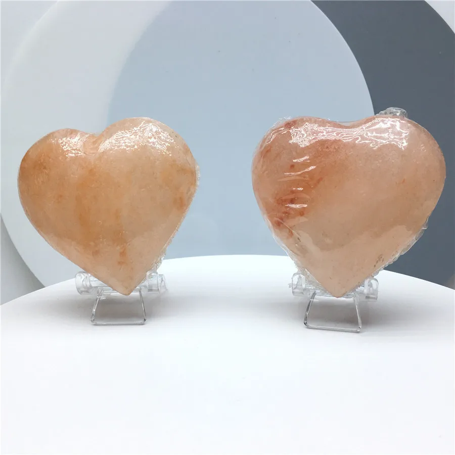 

Natural Crystal Orange Salt Lamp Heart Rough Rock Point Healing Home Decor