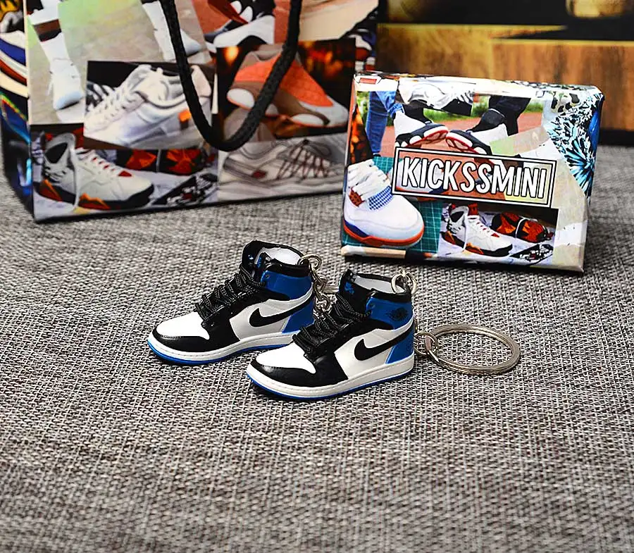 a pair w metal ring Персональный DIY Jordan Generation AIR JORDAN 1 chicago 3D кроссовок фигурный брелок сумка Подвеска парный брелок - Цвет: a pair w metal ring