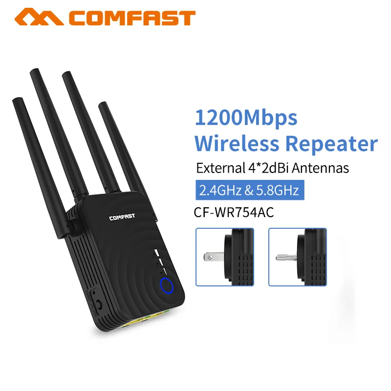 

Wifi Repeater 5Ghz Long Wi fi Range Extender Booster 4*2dbi Antenna Amplifier Comfast CF-WR754AC 1200Mbps Home Wireless N Router