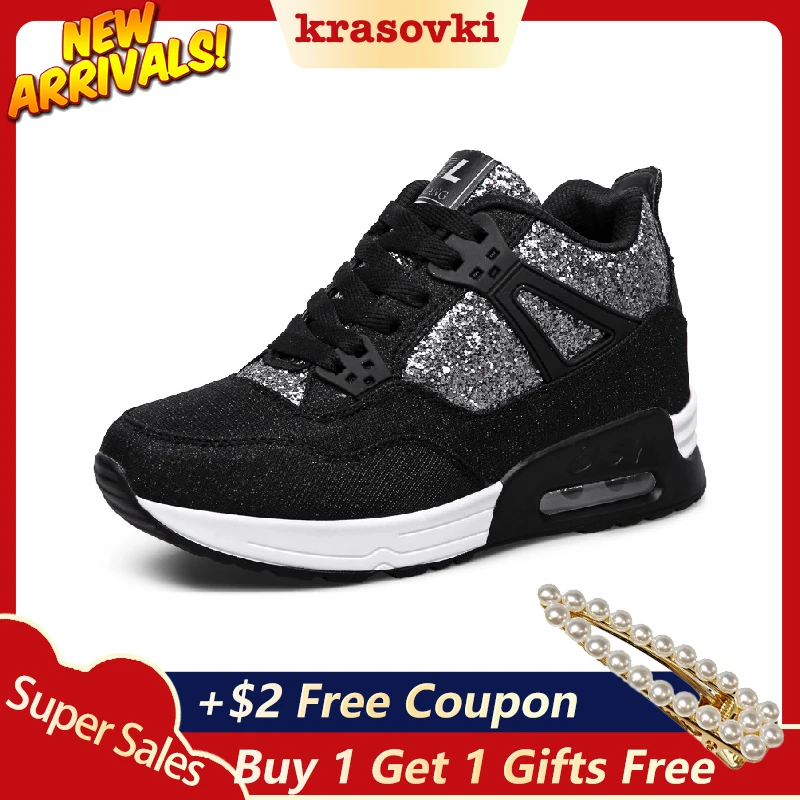 Кроссовки женские кроссовки весна внутренний рост Прямая поставка На толстой