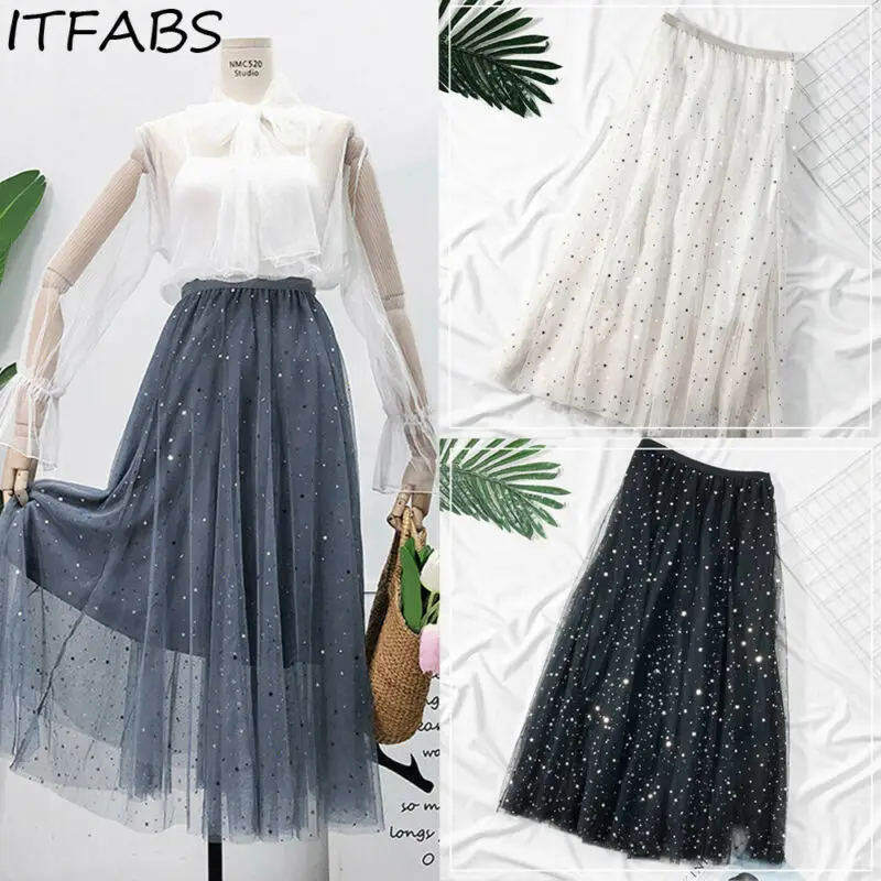 Многослойная многоярусная юбка из тюля женская летняя Праздничная длинная макси