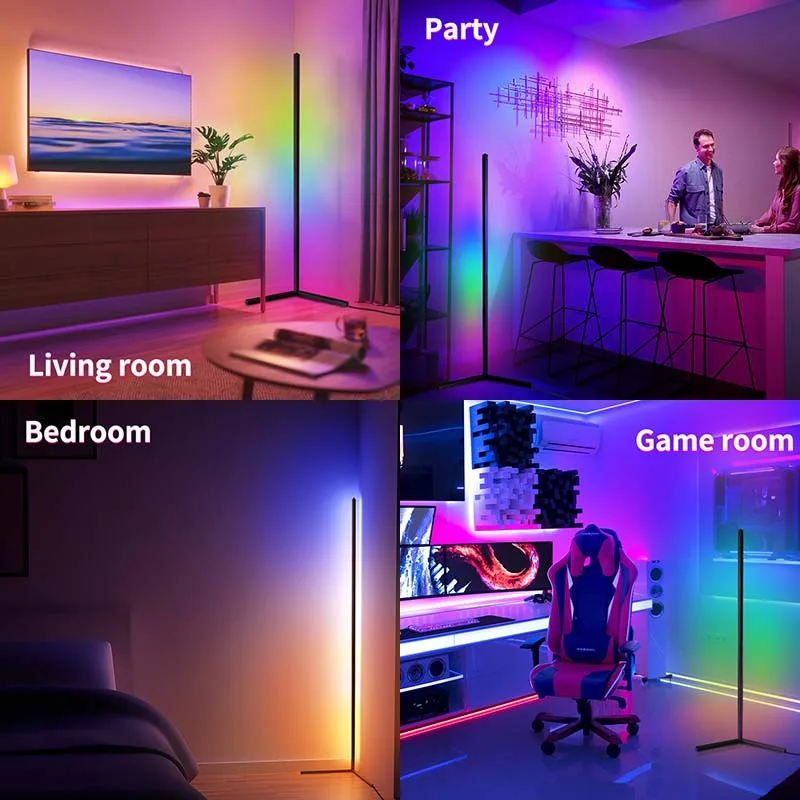 RGB LED Floor Lamp Colorful Corner Light Atmosphere Night Standing Lights For Living Room Decor | Освещение