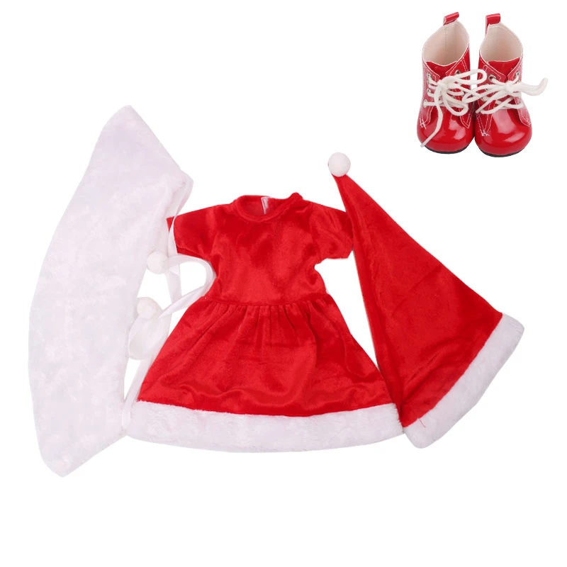 18 inch Girls doll dress Birthday suit Christmas suit with shoes American born clothes Baby toys fit 43 cm baby dolls c646 - Цвет: Красный