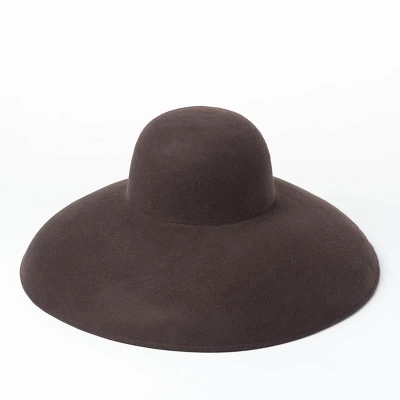 Vintage 2023 Black Wool Winter Wide Brim Hepburn Style Hats For Women Sun Hats Caps Men Casual Beach Holiday Hat Chapeu Fedora