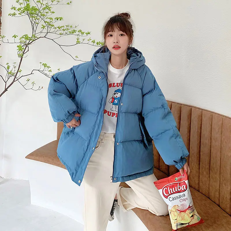 Пурпурное и желтое зимнее пальто с капюшоном для женщин новинка 2021 свободное