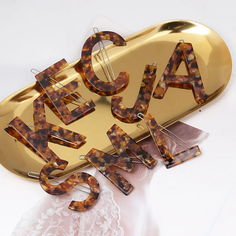 Акриловая заколка для волос с леопардовым принтом и буквами женщин палочка