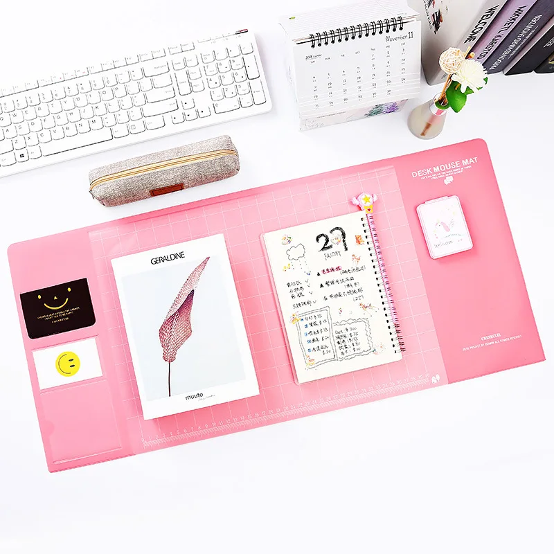 

Cute Multifunction Large Mouse Pad Computer Anti-Slip Desk Mouse Mat Waterproof with Pockets Storage