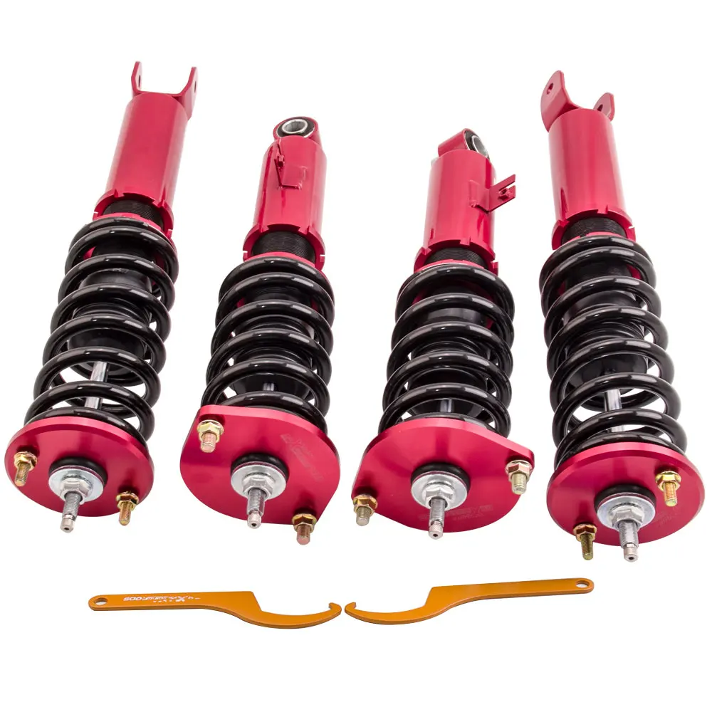 

MAXPEEDINGRODS 24 Ways Coilovers Suspension Shocks for Nissan Fairldy Z 300ZX Z32 1990-1996 Red