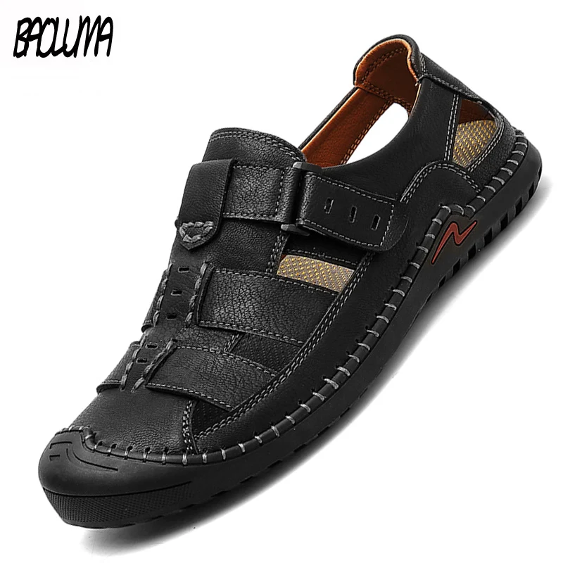 Сандалии гладиаторы мужские из натуральной кожи модные босоножки для пляжа