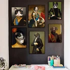 Плакаты и принты в винтажном стиле, картина с рисунком животных, с изображением оленя, кошки, собаки, для декора гостиной