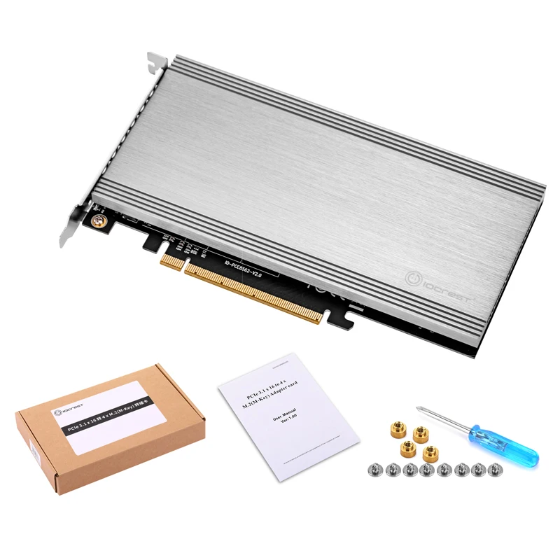 

PCIE to M2 Adapter M.2 NVMe SSD Adapter M2 to PCIE 3.0 X16 Controller Card M Key 4-Port Independent PCI Express 3.0 x4 Bandwidth