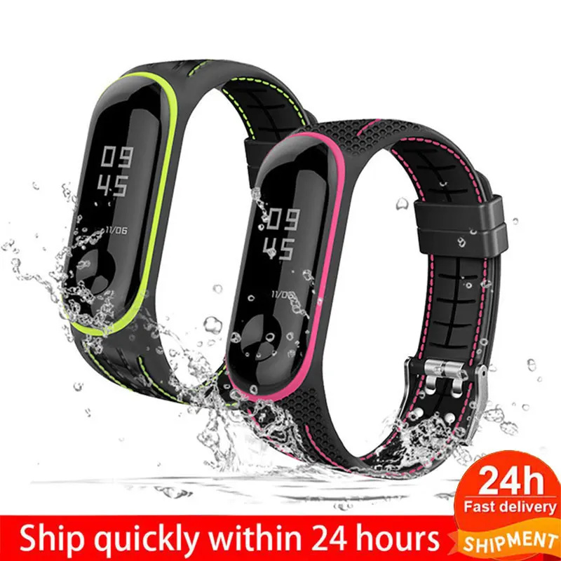 Ремешок силиконовый для Xiaomi Mi Band 3 4 спортивный браслет | Наручные часы