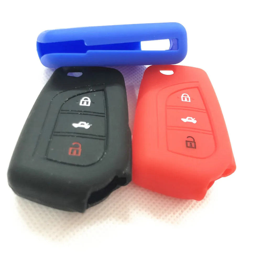 

3 Button Silicone Car Remote Key Fob Shell Cover Case For Toyota Auris Corolla Avensis Verso Yaris Aygo Scion TC IM 2015 2016