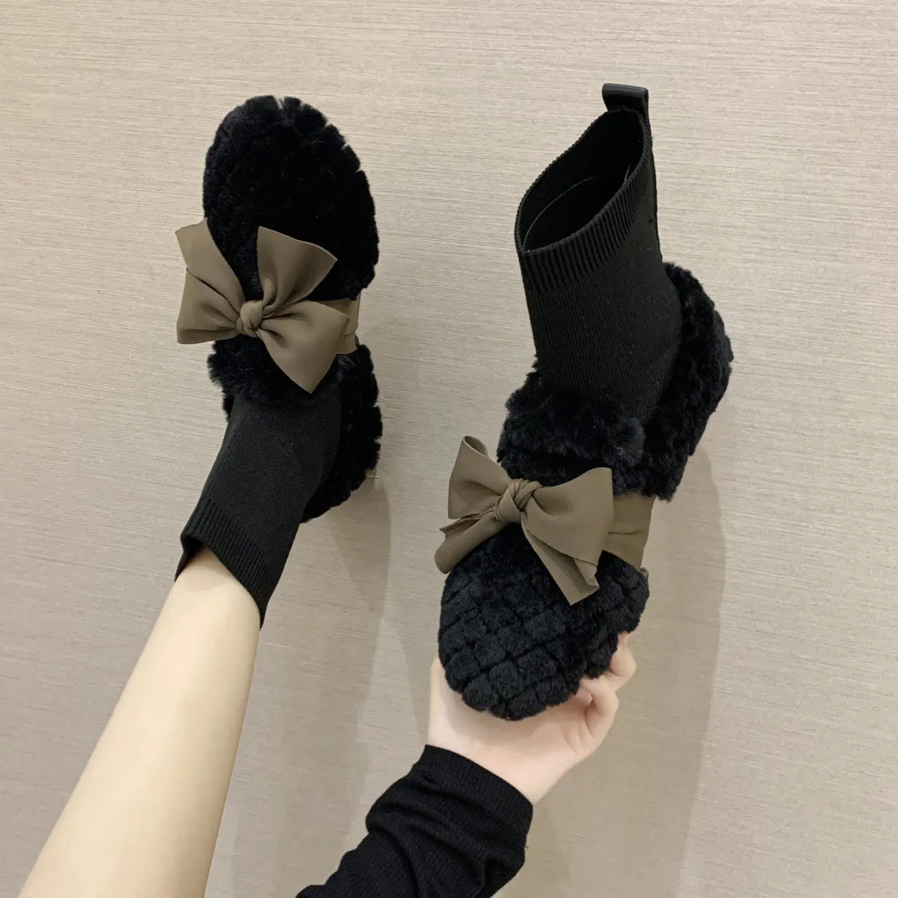 

Cotton Shoes Snow Boots Genuine Leather Ankle Spring Flat Shoes Woman Short Brown Botas with Fur 2020 for Women Lace Up Boots