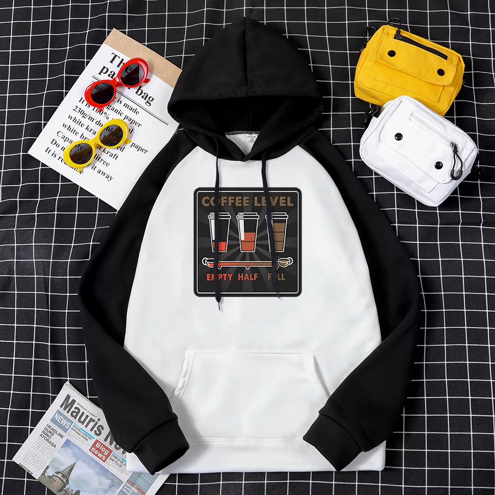 Кофейные уровни разделения пустой половина полная толстовка мужская одежда с