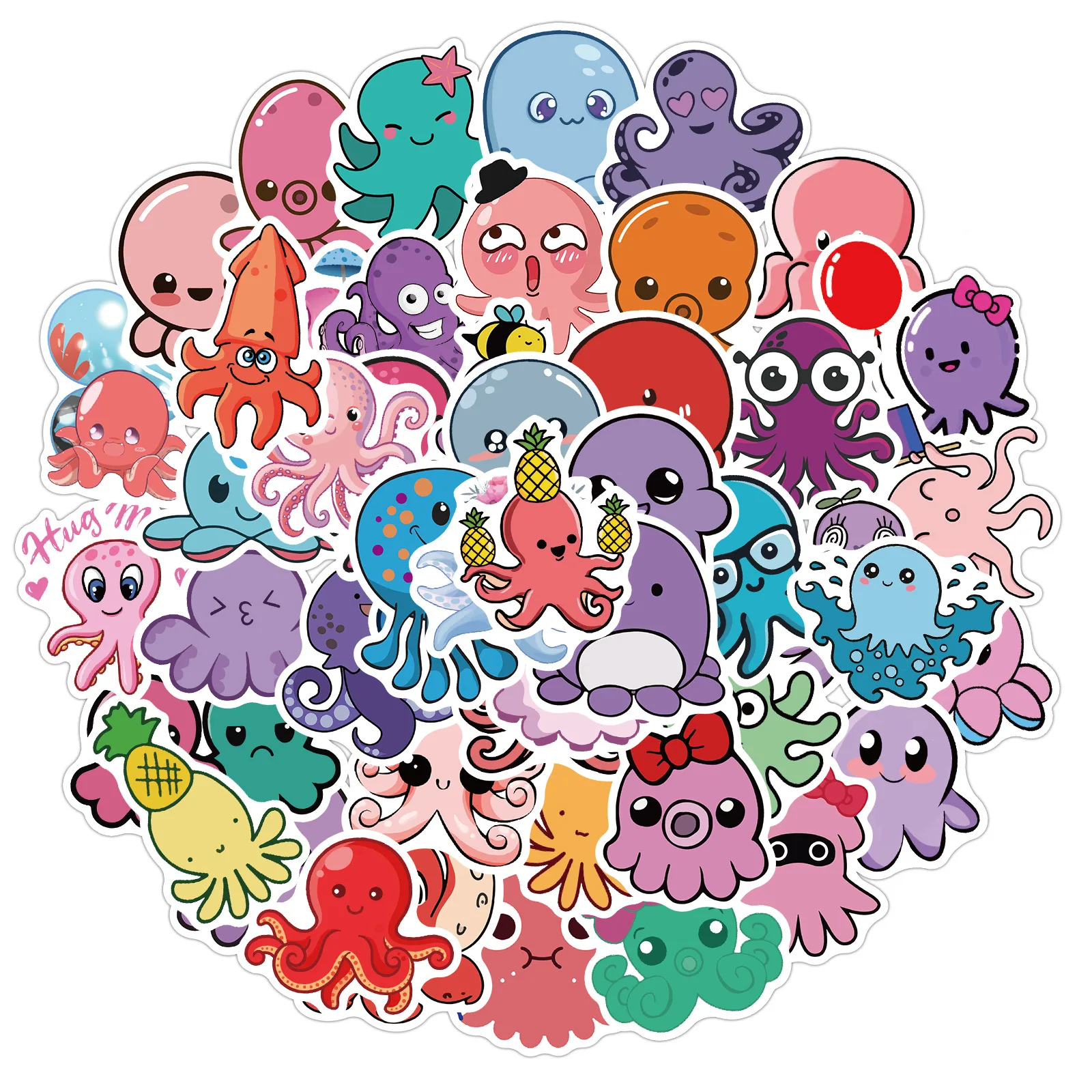 

50/100pcs Cute Octopus Stickers For Notebook Stationery Scrapbooking Stickers Aesthetic Happy Planner Craft Supplies