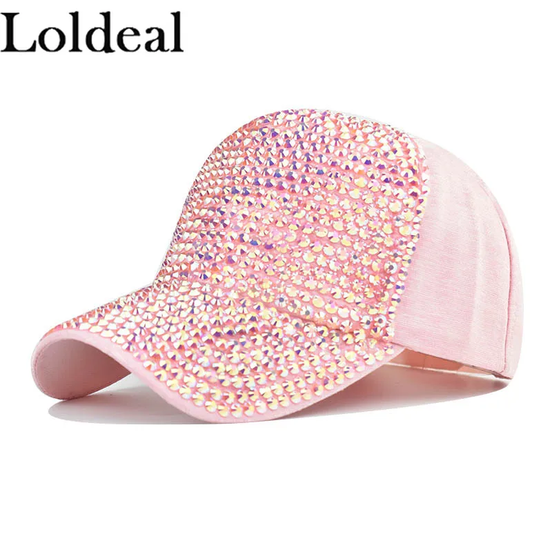 

Loldeal New Style Baseball Cap Washed Duck Tongue Outdoor Diamond-studded Woman