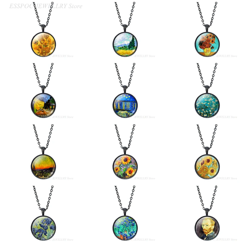 Ван Гог искусство Масляные картины ожерелье бижутерия со стеклянными кабошонами