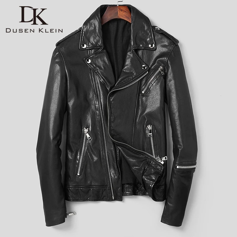 

Куртки DK из натуральной овечьей кожи для мужчин, осенняя одежда для таннина из натуральной кожи, костюм с воротником, облегающая верхняя оде...