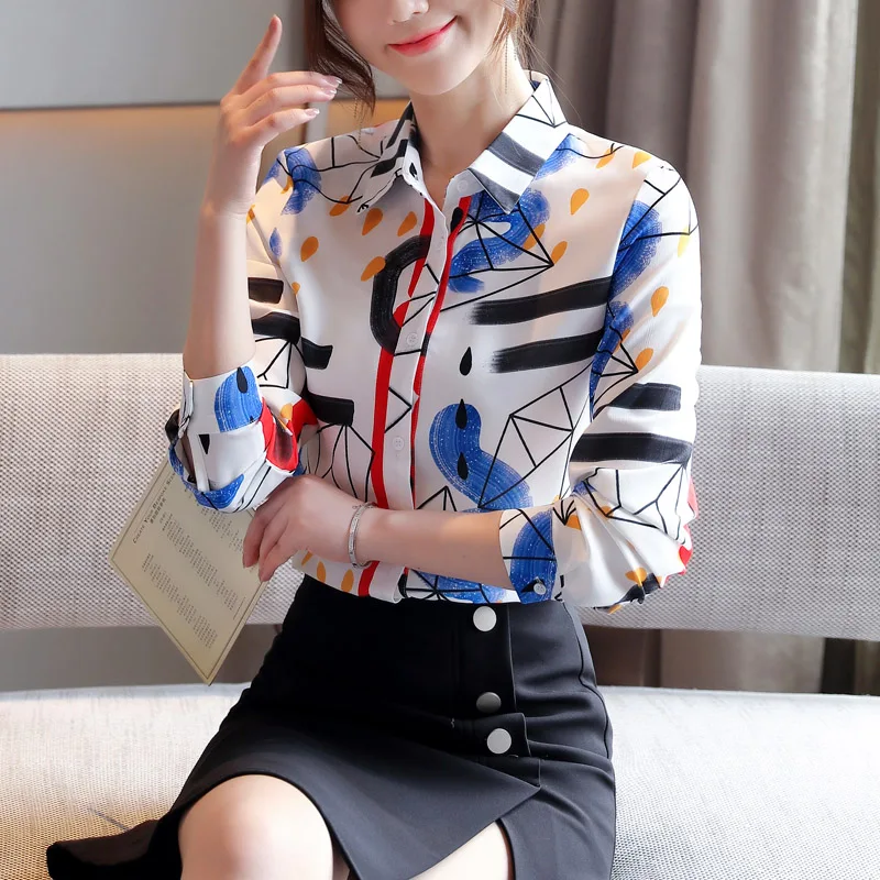 

Korean Fashion Chiffon Women Blouses Office Lady Shirt and Blouse Striped Women Tops and Bloues Plus Size Women Blusas
