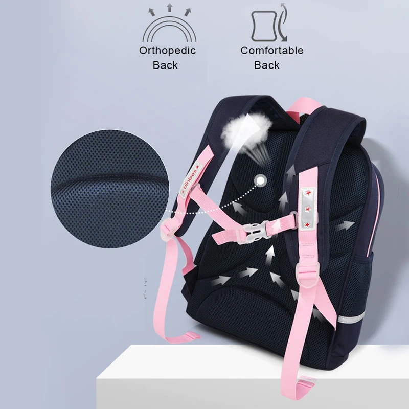 SUN EIGHT PU Leather School Bags Orthopedic Backpack For Girls Children School Bag Waterproof