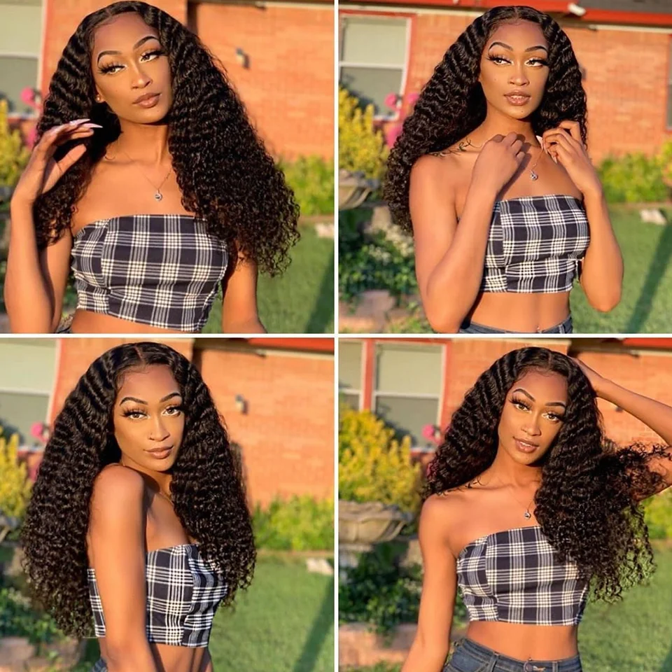 

Peruvian Lace Front Wigs Deep Wave Remy Hair 13X4 Lace Frontal Wigs Pre Plucked Hairline Curly Human Hair Wigs For Black Women