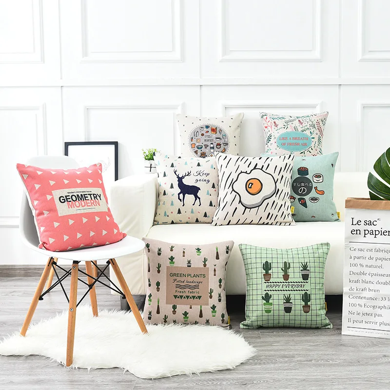 Милый нарисованный вручную мультяшный Чехол на подушку 45*45 см с изображением яиц