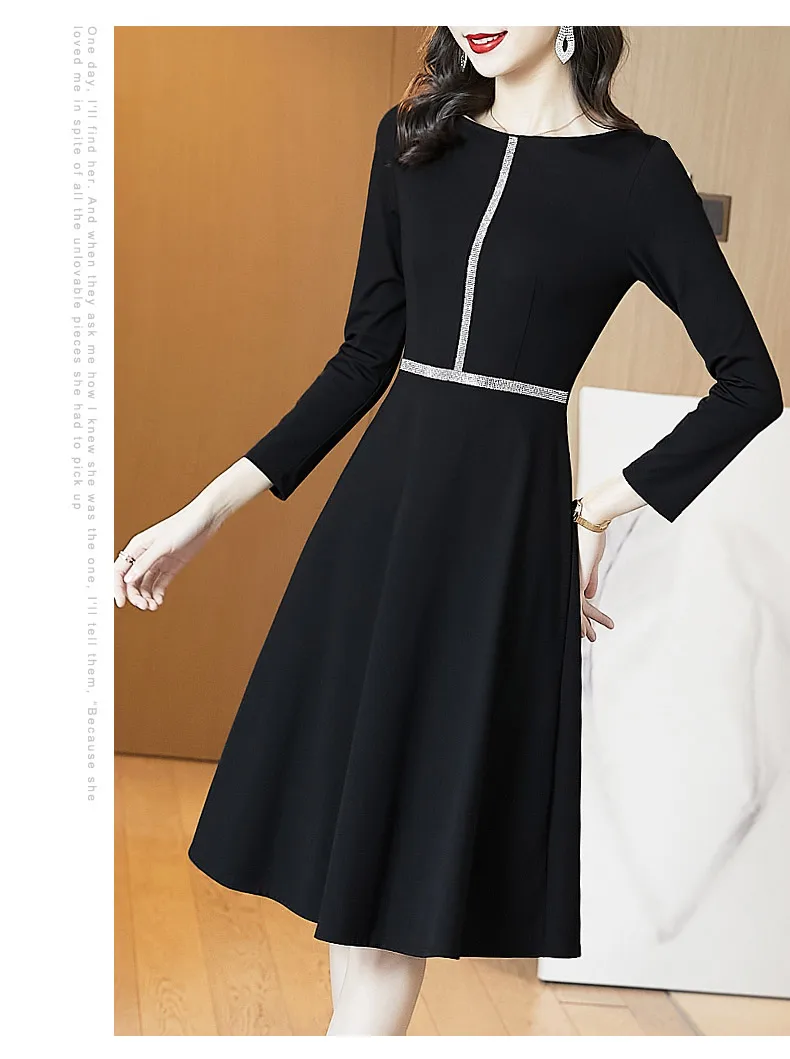 

Chiffon Loose Women's Dress New Fashion Casual Long Sleeve Dresses Solid Color O-neck Autumn Mid-length Houthion