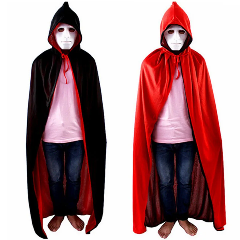 Хэллоуин злой смерть костюм вампира для взрослых длинный халат с капюшоном плащ