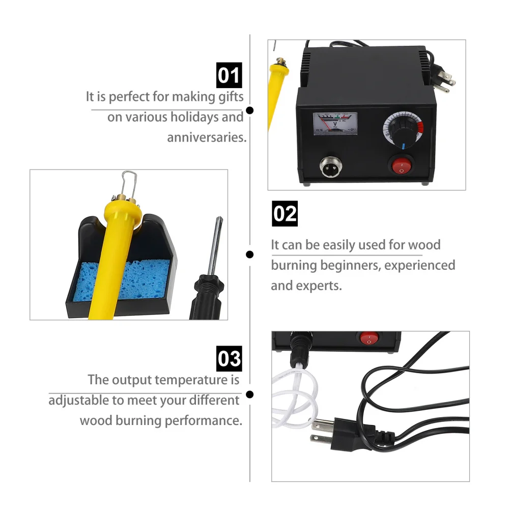 

Adjustable Temperature Burning Pen Wood Burning Kit Pyrography Kit (US Plug)