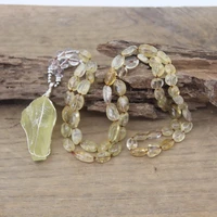 natural citrines nugget chip beads handmade knotted mala necklacesraw lemon quartz pendant yoga prayer jewelry dropshipqc0101