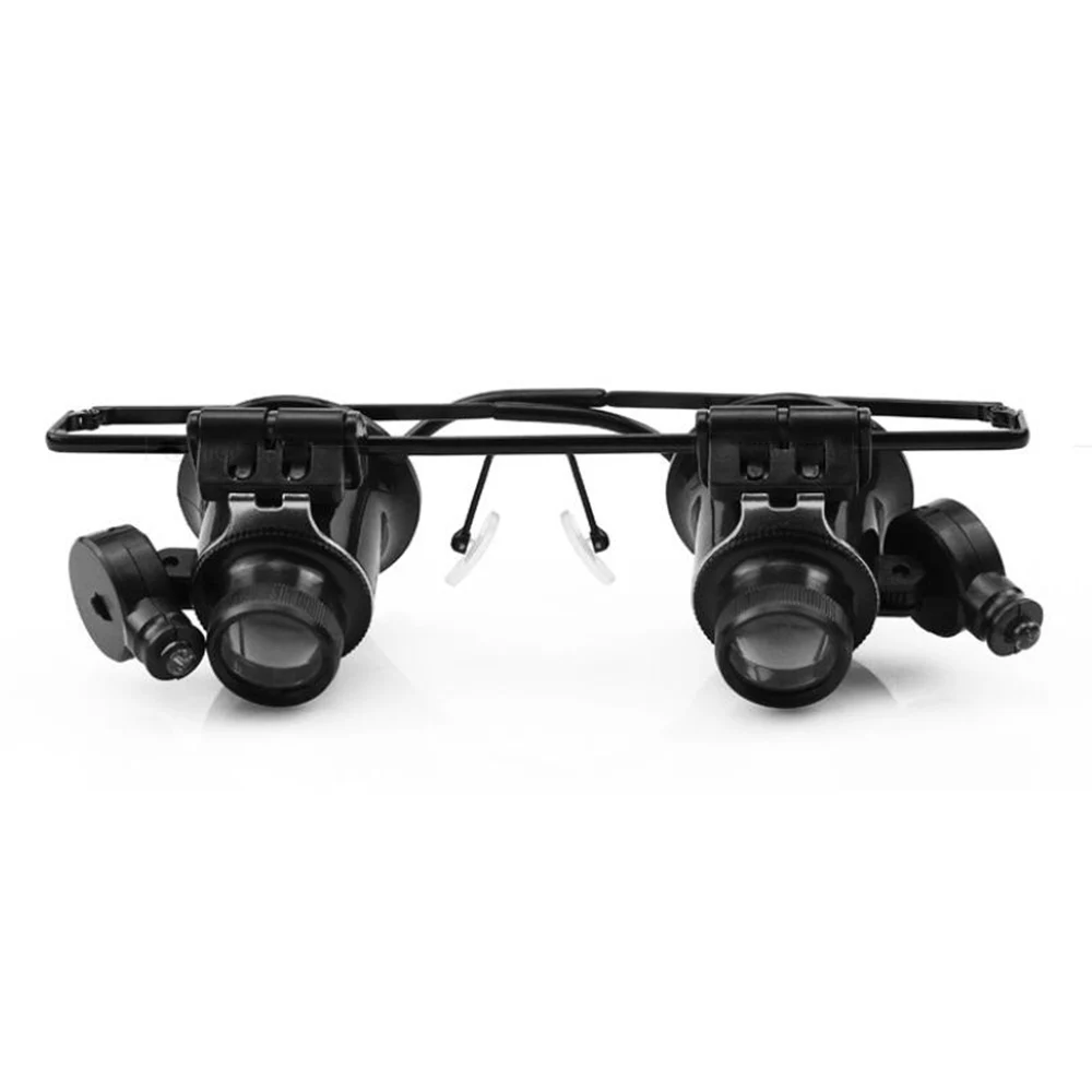 

Binocular Jewelry Magnifier 20X With LED Lamp Antique Magnifying Glass Jewelry Loupe for Watches DIY Crafts Carving Repairing